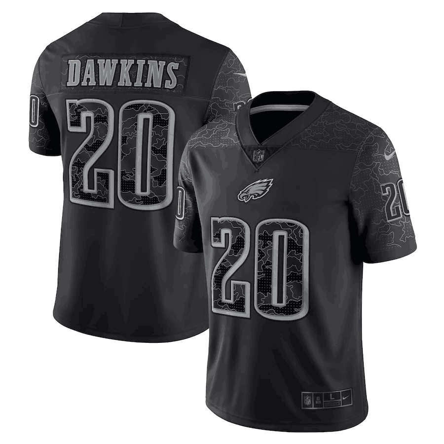 Men's Philadelphia Eagles #20 Brian Dawkins Black Reflective Limited Stitched Jersey