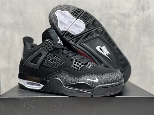 Women's Running weapon Jordan 4 Black Shoes 029