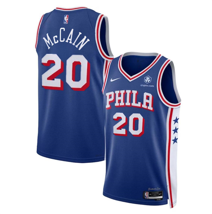 Men's Philadelphia 76ers #20 Jared McCain Royal 2024 Draft Icon Edition Stitched Jersey