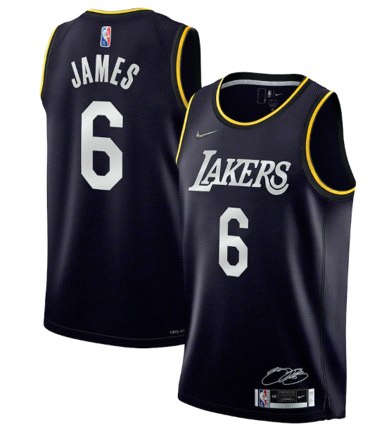 Men's Los Angeles Lakers 2022 Black 75th Anniversary Select Series MVP Swingman Jersey