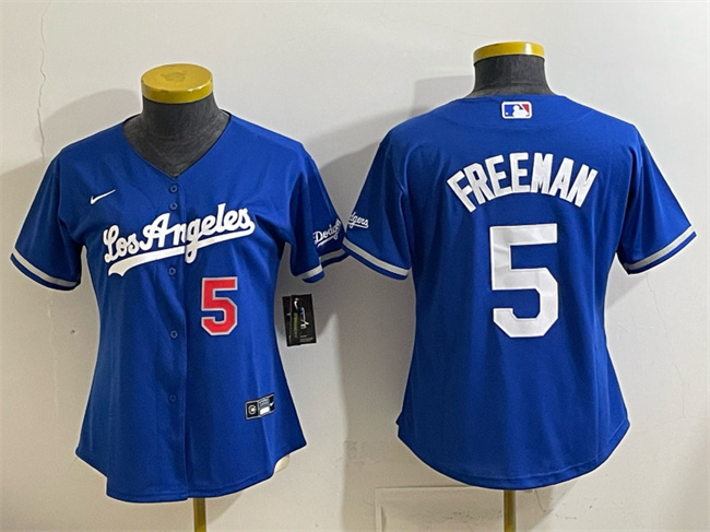 Women's Los Angeles Dodgers #5 Freddie Freeman Royal Alternate Stadium Stitched Baseball Jersey(Run Small) Women's Los Angeles Dodgers #5 Freddie Freeman Royal Alternate Stadium Stitched Baseball Jersey(Run Small)