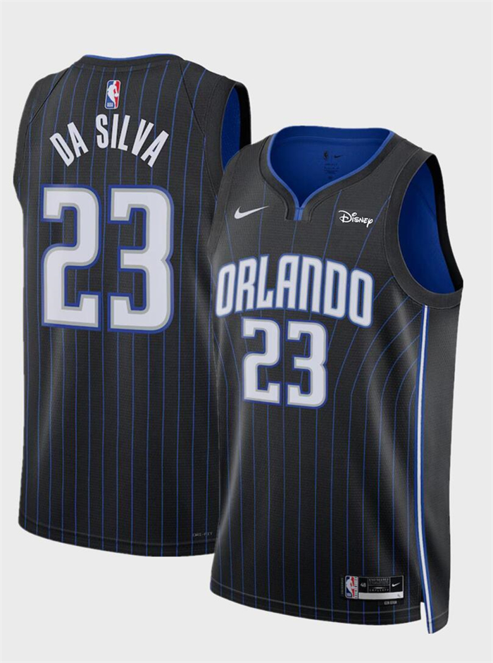 Men's Orlando Magic #23 Tristan Da Silva Black 2024 Draft Icon Edition Stitched Basketball Jersey