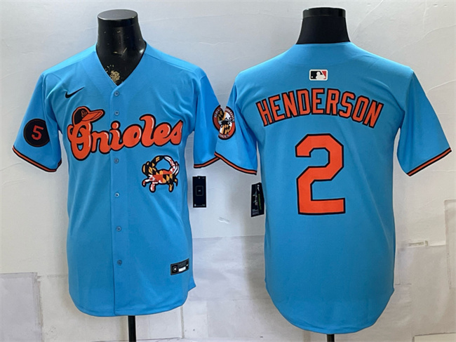 Men's Baltimore Orioles #2 Gunnar Henderson Blue With Patch Vapor Premier Limited Stitched Baseball Jersey