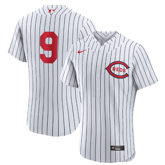 Men's Cincinnati Reds #9 Mike Moustakas 2022 White Field Of Dreams Stitched Baseball Jersey