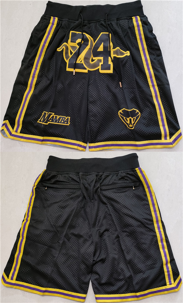 Men's Los Angeles Lakers #24 Kobe Bryant Black Shorts (Run Small)