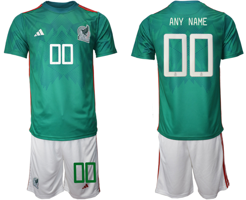 Men's Mexico Custom Green Home Soccer Jersey Suit