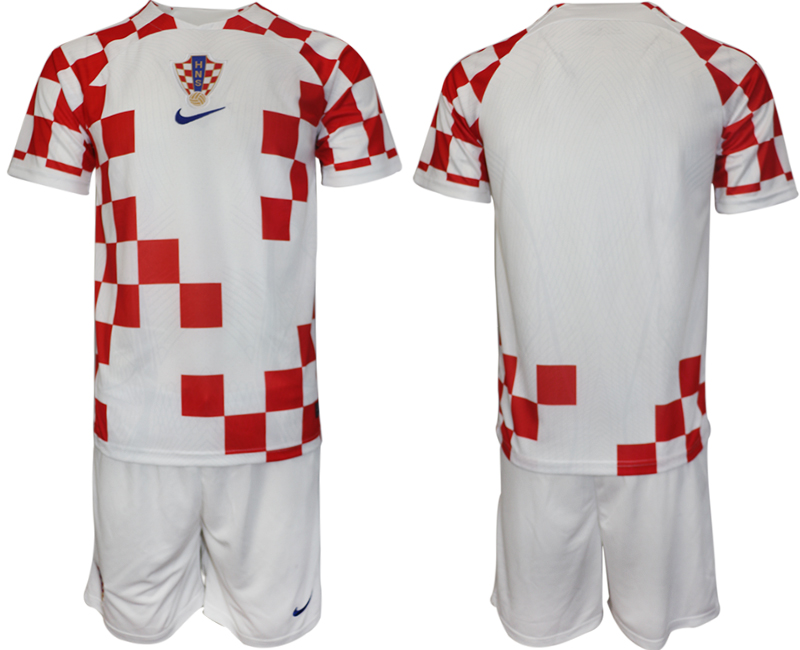 Men's Croatia Custom White Home Soccer Jersey Suit