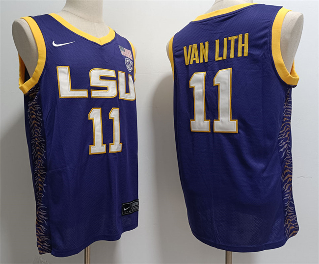 Men's LSU Tigers #11 Hailey Van Lith Purple Stitched Jersey