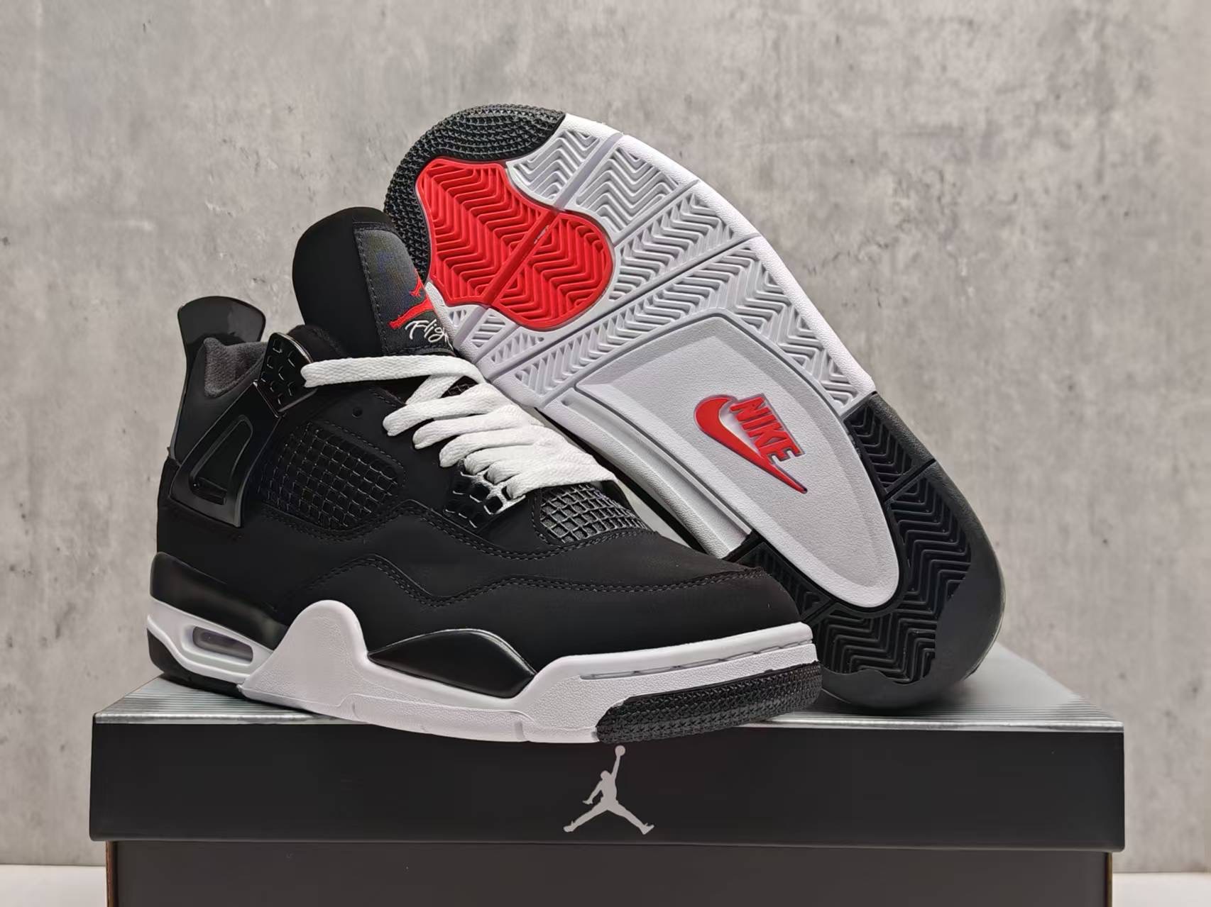 Men's Hot Sale Running weapon Air Jordan 4 Black Shoes 0303