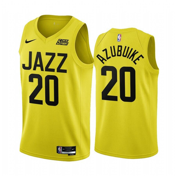 Men's Utah Jazz #20 Udoka Azubuike 2022/23 Yellow Icon Edition Stitched Basketball Jersey Men's Utah Jazz #20 Udoka Azubuike 2022/23 Yellow Icon Edition Stitched Basketball Jersey