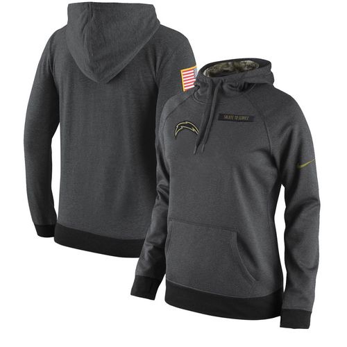 Women's San Diego Chargers Nike Anthracite Salute To Service Player Performance Hoodie