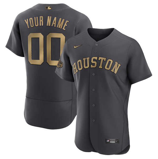Men's Houston Astros Active Player Custom 2022 All-Star Charcoal Flex Base Stitched Baseball Jersey