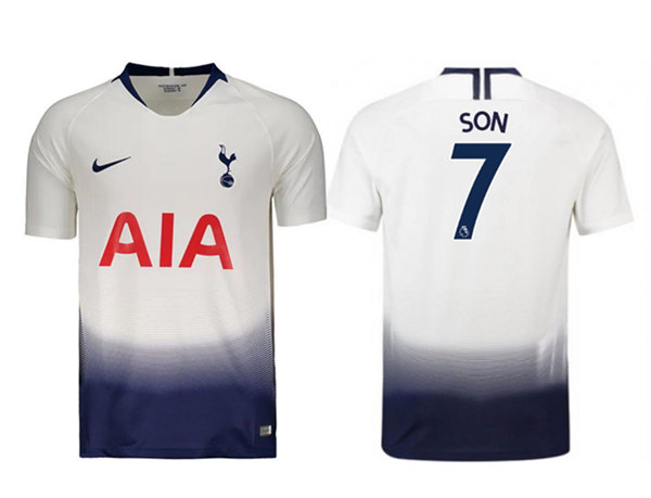 Men's Tottenham Hotspur F.C. #7 Son 2019 White/Navy Soccer Jersey