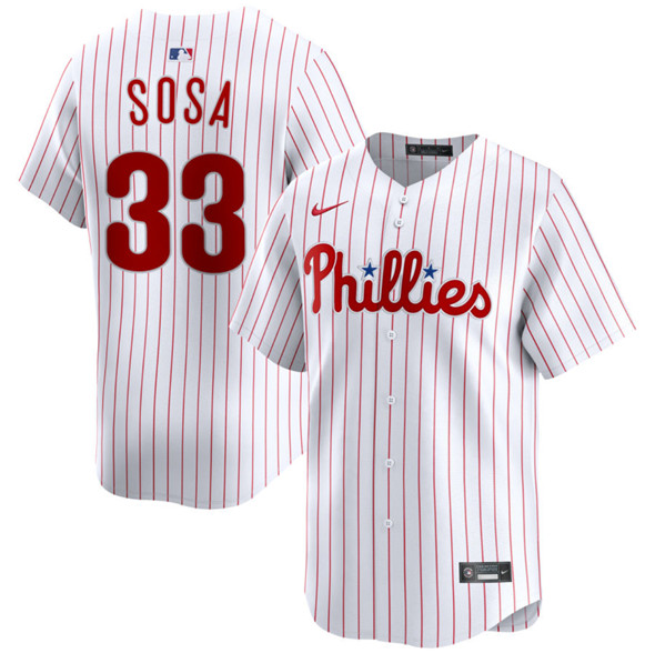 Men's Philadelphia Phillies #33 Edmundo Sosa White Limited Stitched Baseball Jersey Men's Philadelphia Phillies #33 Edmundo Sosa White Limited Stitched Baseball Jersey
