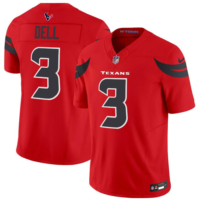 Youth Houston Texans #3 Tank Dell Red 2024 Alternate F.U.S.E Vapor Stitched Football Jersey