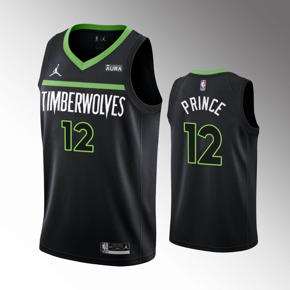 Men's Minnesota Timberwolves #12 Taurean Prince Black Statement Edition Stitched Jersey Men's Minnesota Timberwolves #12 Taurean Prince Black Statement Edition Stitched Jersey