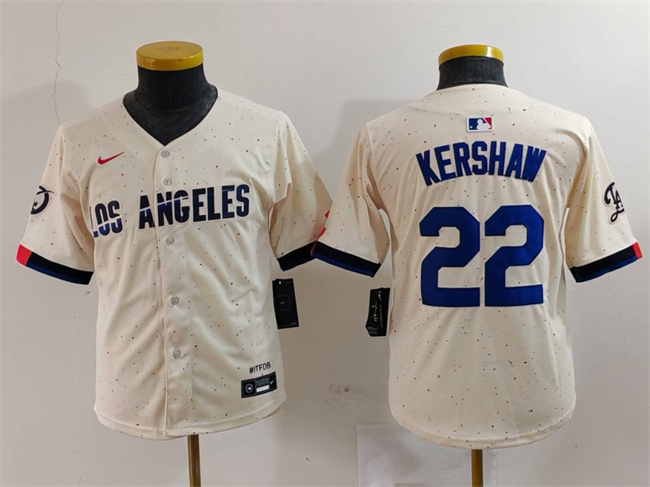 Youth Los Angeles Dodgers #22 Clayton Kershaw Cream Stitched Baseball Jersey Youth Los Angeles Dodgers #22 Clayton Kershaw Cream Stitched Baseball Jersey