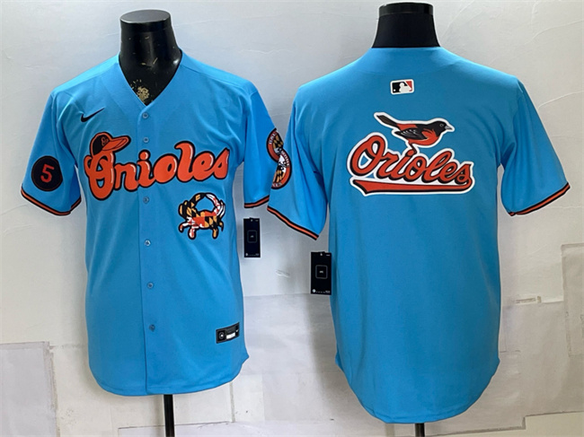 Men's Baltimore Orioles Team Big Logo Blue With Patch Vapor Premier Limited Stitched Baseball Jersey