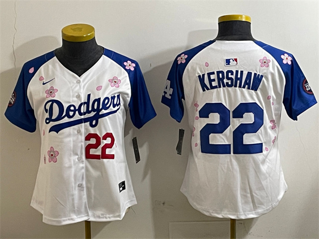 Youth Los Angeles Dodgers #22 Clayton Kershaw White/Royal 2025 Tokyo Series Limited Stitched Baseball Jersey Youth Los Angeles Dodgers #22 Clayton Kershaw White/Royal 2025 Tokyo Series Limited Stitched Baseball Jersey