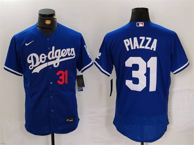 Men's Los Angeles Dodgers #31 Mike Piazza Blue Flex Base Stitched Baseball Jersey