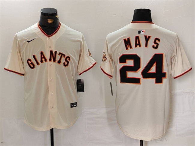 Men's San Francisco Giants #24 Willie Mays Cream 2024 Home Limited Stitched Baseball Jersey