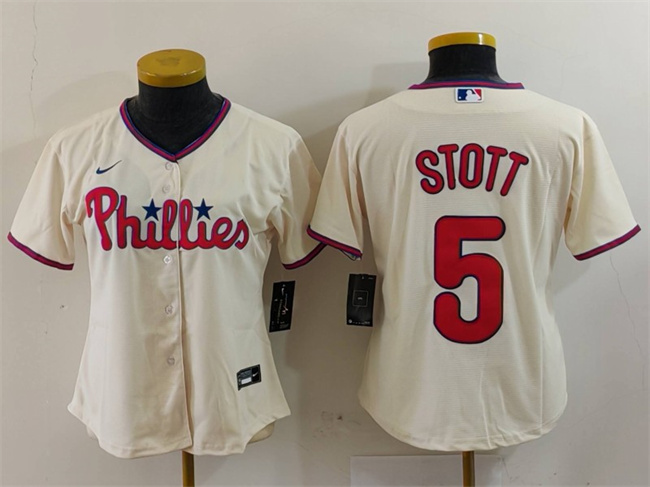 Youth Philadelphia Phillies #5 Bryson Stott Cream Cool Base Stitched Baseball Jersey Youth Philadelphia Phillies #5 Bryson Stott Cream Cool Base Stitched Baseball Jersey